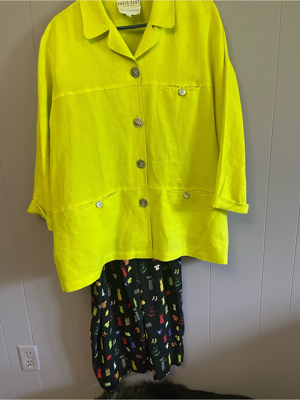 Bright Neon button up shirt with matching pants by David Dart